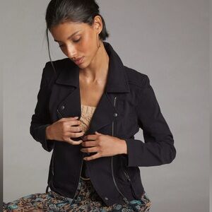 Marrakech Moto Jacket – Black Cotton Blend – Asymmetrical Zip – Size XL